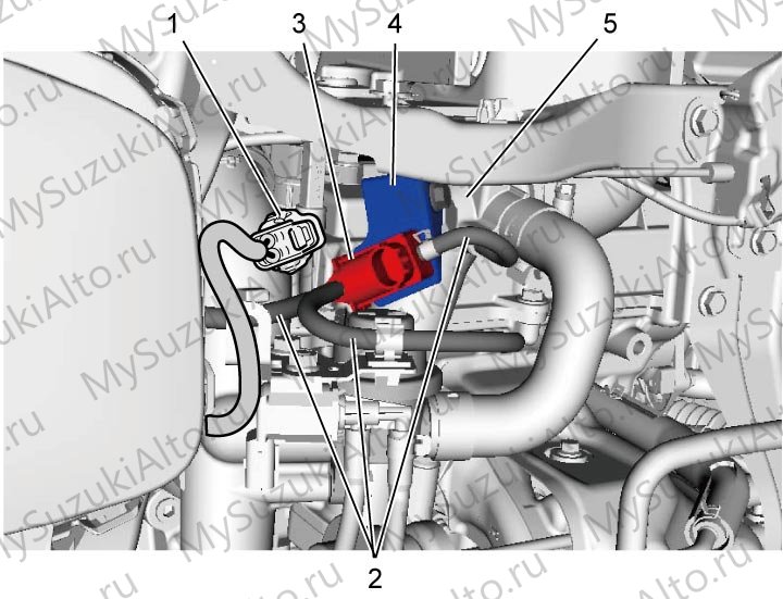 Снятие байпасного клапана VSV (3) с кронштейном (4)